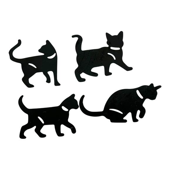 Collections Etc Black Cat Silhouette Novelty Refrigerator Magnets Set of 4 - Picture 2 of 5
